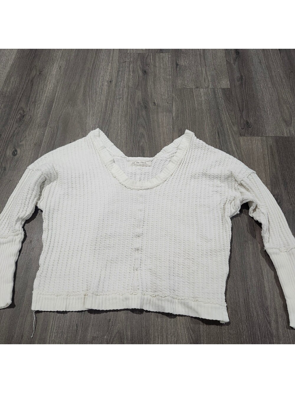 We The Free Ivory Waffle Knit Long Sleeve Top Extra Small